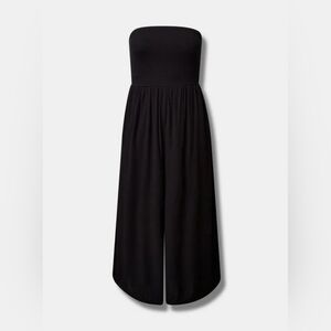 Crop Gauze Smocked Strapless Beach Jumpsuit - Plus Size 00/ M/L/ 10 (B2-12)